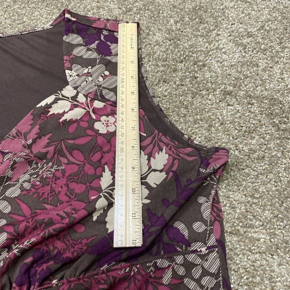 a.n.a Sleeveless Floral Tunic Blouse V-Neck Brown Purple Pink XXL 2X Lined Rayon - Picture 11 of 11